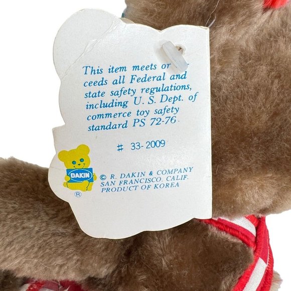 1979 DAKIN Purina Ralston Bear Plush Brown Teddy Stuffed Animal Toy Red White - Picture 10 of 10